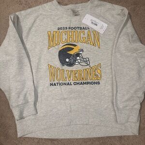 NWT 2023 MICHIGAN FOOTBALL NAT CHAMPION SWEATSHIRT SIZE LARGE